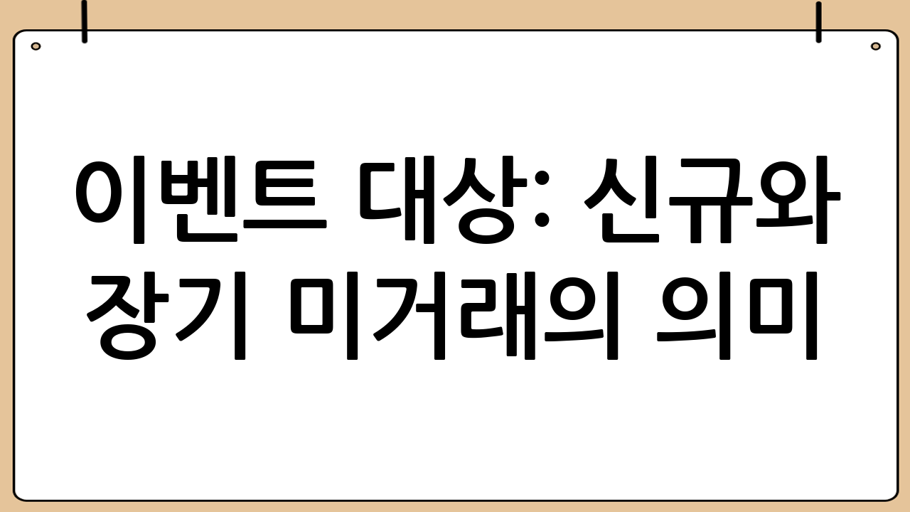 이벤트 대상: ‘신규’와 ‘장기 미거래’의 의미