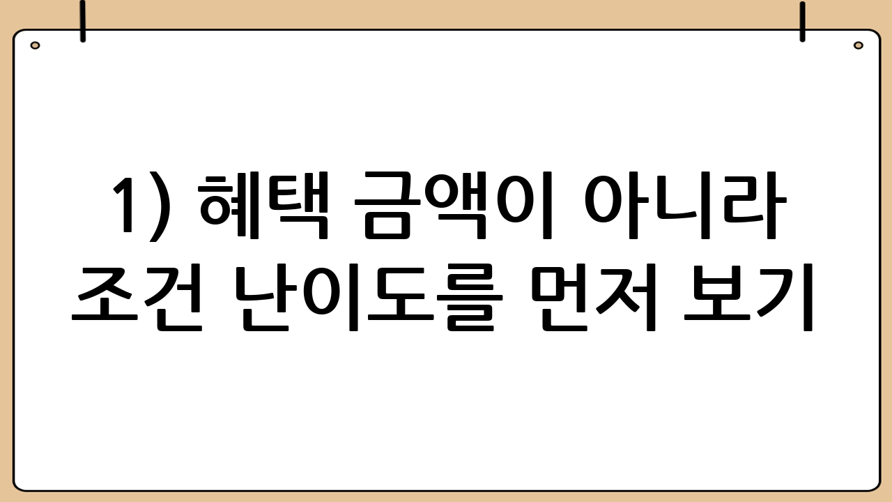 1) ‘혜택 금액’이 아니라 ‘조건 난이도’를 먼저 보기