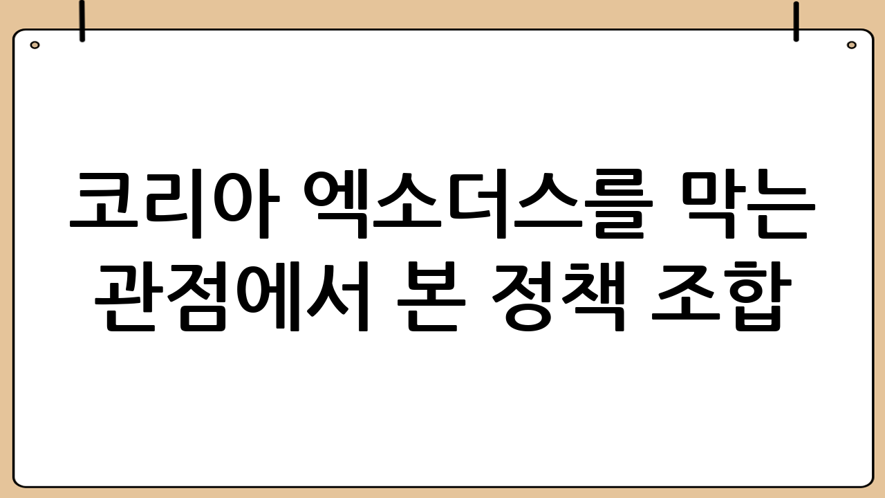 코리아 엑소더스를 막는 관점에서 본 정책 조합