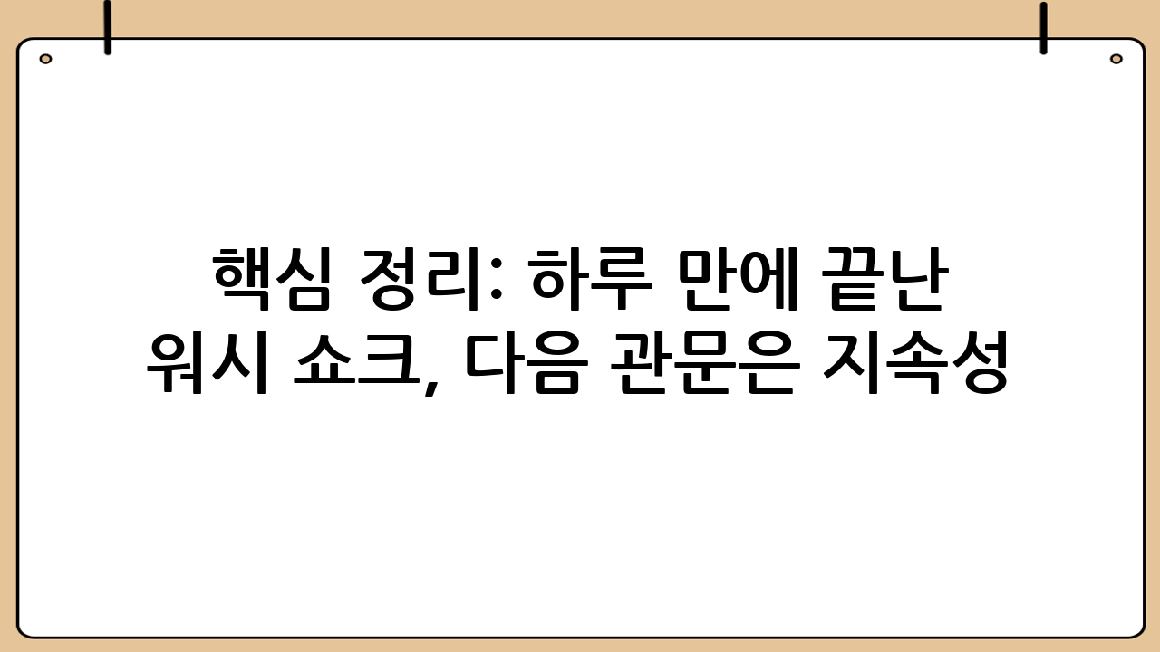 핵심 정리: 하루 만에 끝난 워시 쇼크, 다음 관문은 ‘지속성’