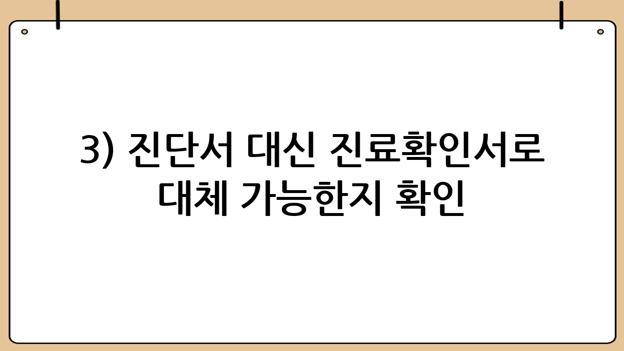 3) 진단서 대신 진료확인서로 대체 가능한지 확인