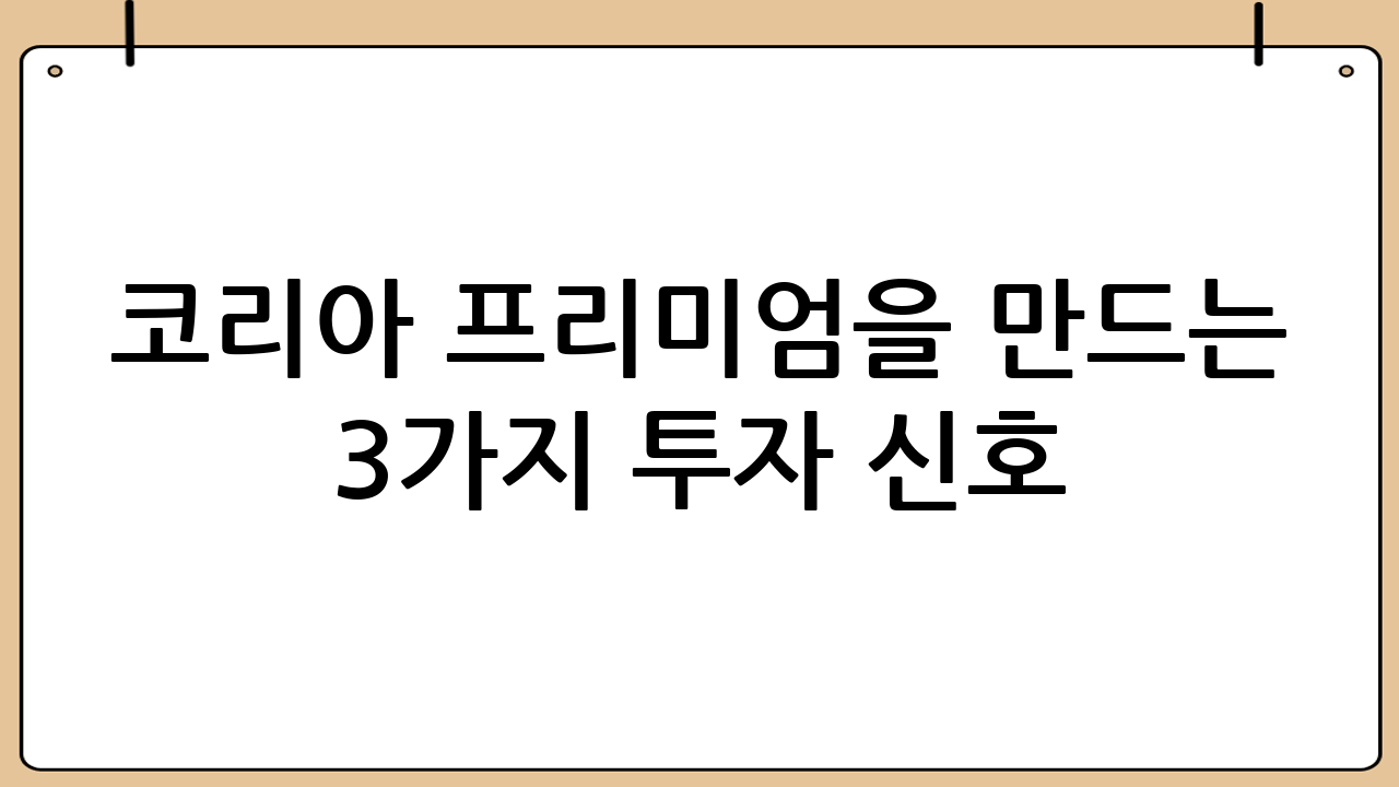 ‘코리아 프리미엄’을 만드는 3가지 투자 신호