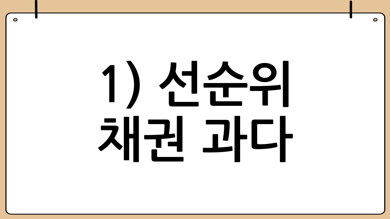 1) 선순위 채권 과다(근저당, 선순위 보증금)