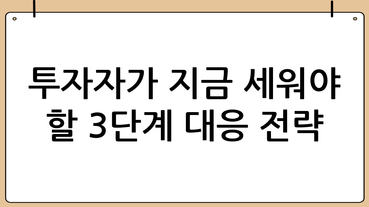투자자가 지금 세워야 할 3단계 대응 전략